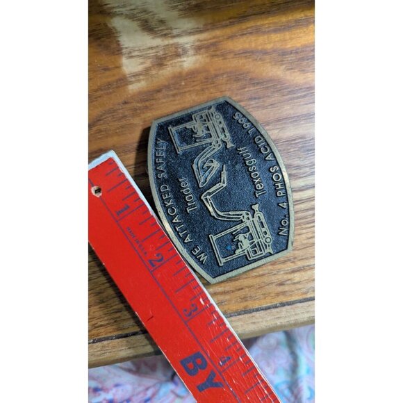 Vintage Dynabuckle Solid Brass Belt Buckle We Attacked Safely Texasgulf No. 4 Ph - Picture 6 of 7